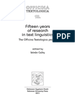 Csury, Istvan - Fifteen Years of Linguistic Research (Hugarian)