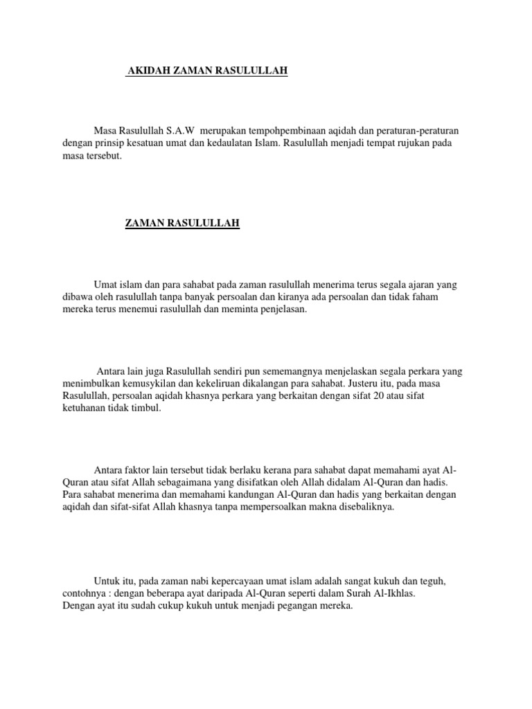 Akidah Zaman Rasulullah Original Pdf