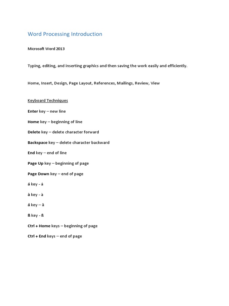Word Processing Introduction | PDF | Home & Garden | Computers