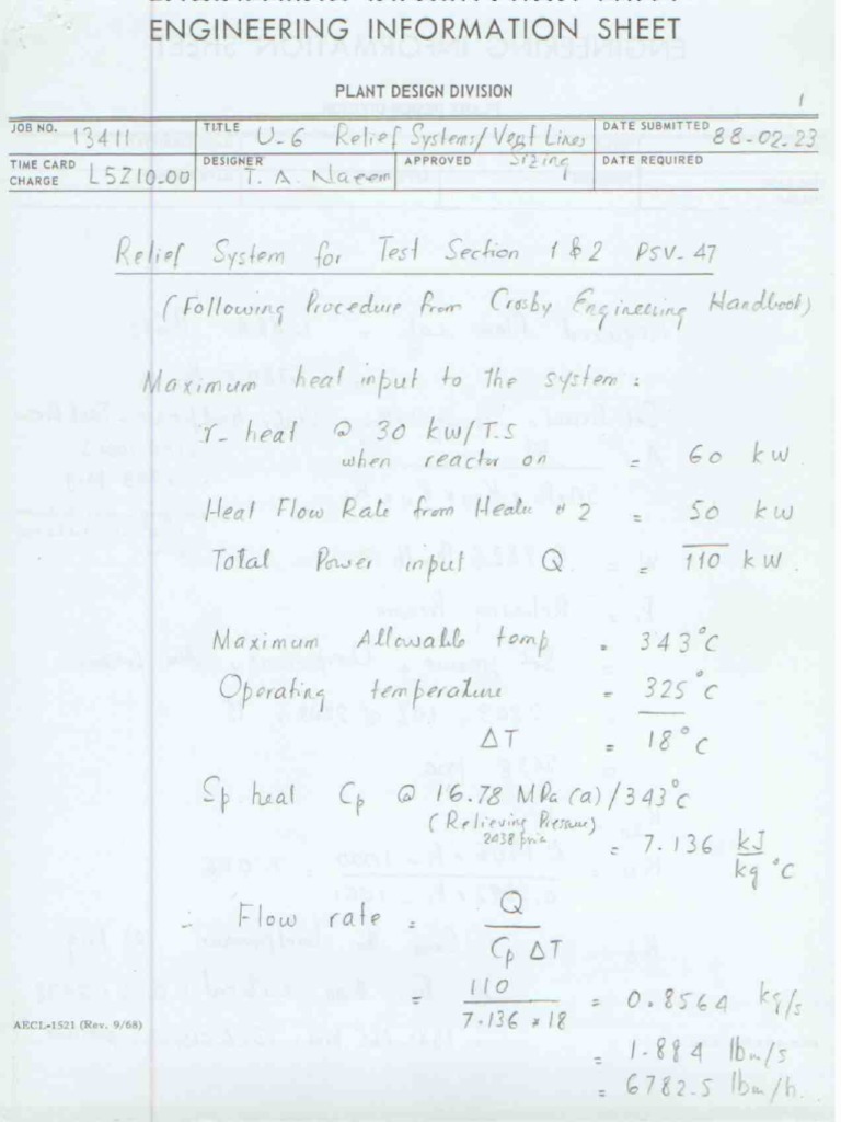 Relief Valve Sizing Calculations PDF