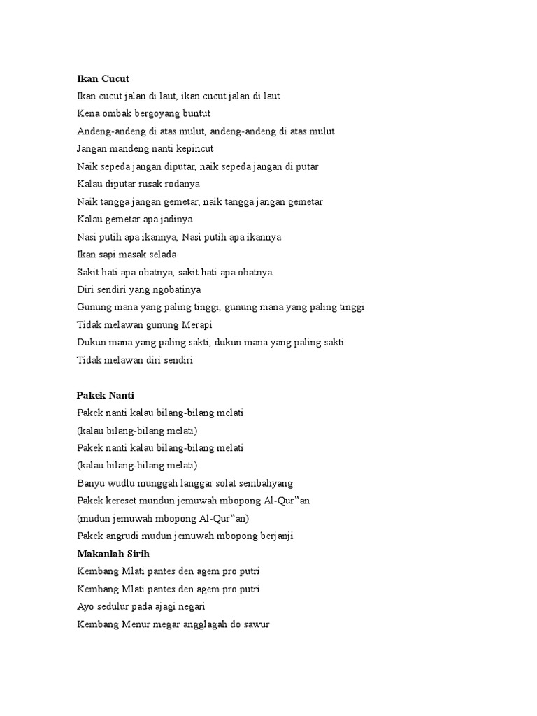 Syair Lagu NDolalak