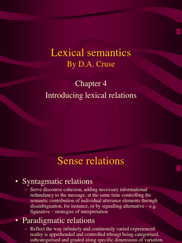 Lexical Relations in Semantics | PDF | Linguistics | Grammar