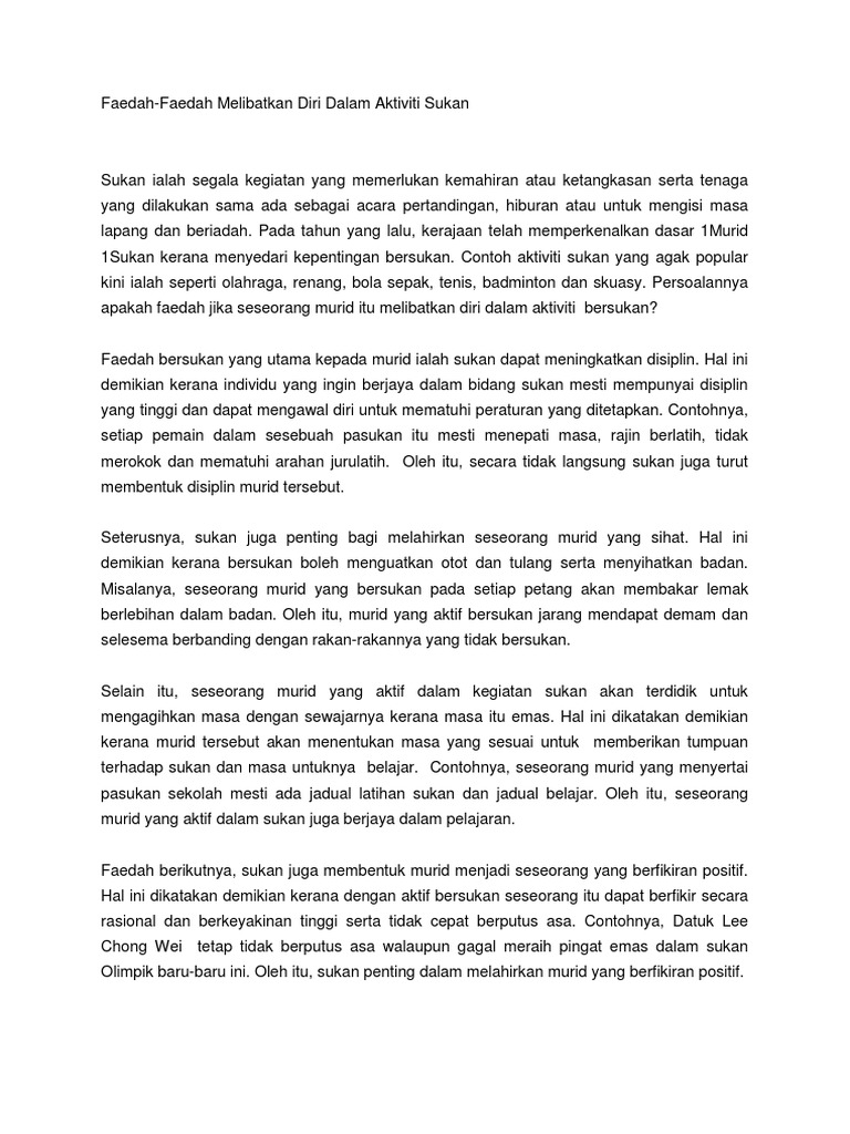 Faedah Bersukan Pdf