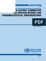 WHO on Specifications of Pharmaceutical Preparations
