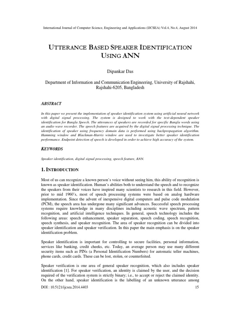 ANN-Based Speaker Identification System | PDF | Fourier Analysis ...