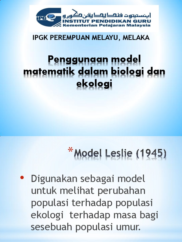 Penggunaan Model Matematik Dalam Biologi Dan Ekologi