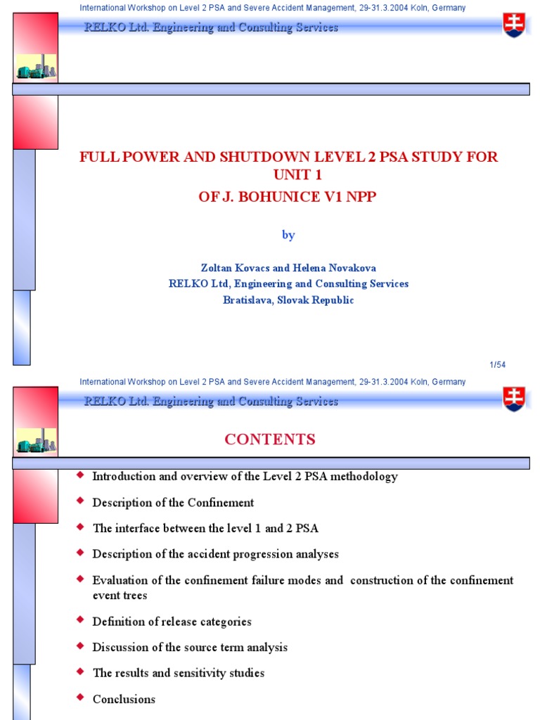 Full Power and Shutdown Level 2 Psa Study For Unit 1 of J. Bohunice V1 ...