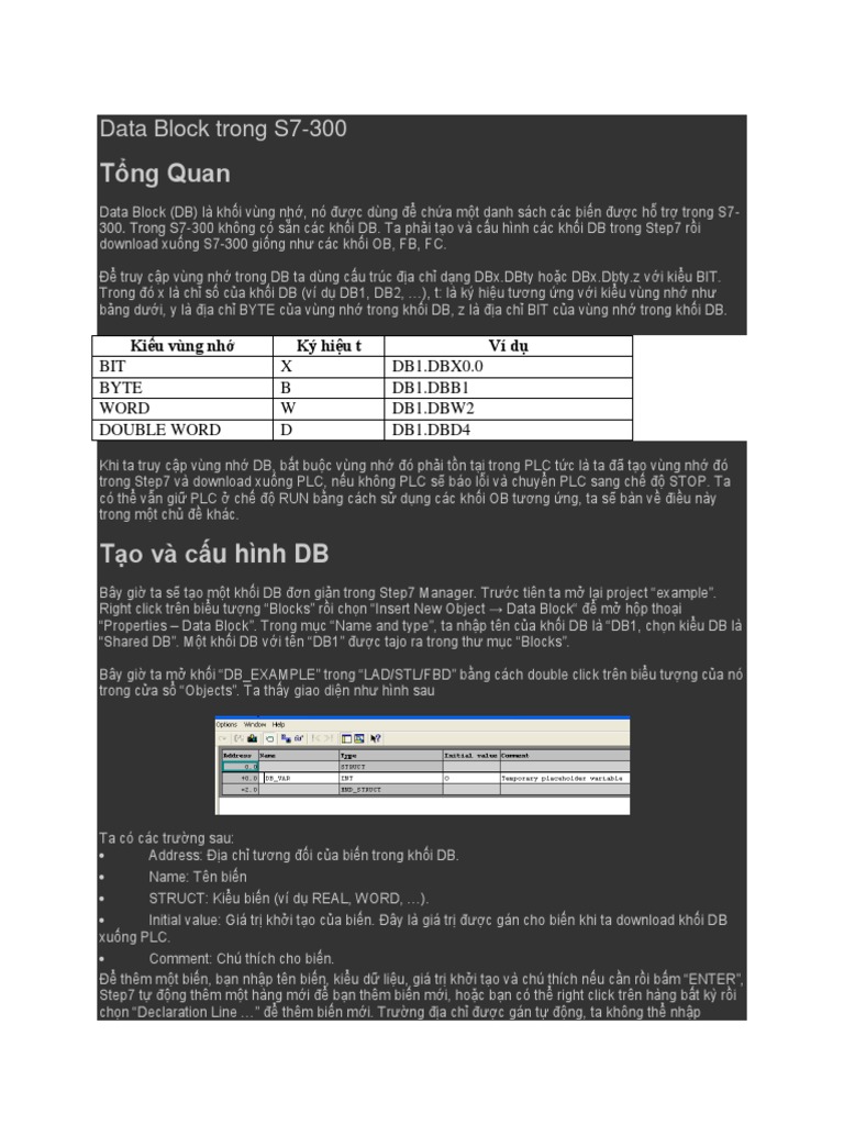 Data Block Trong S7 | PDF