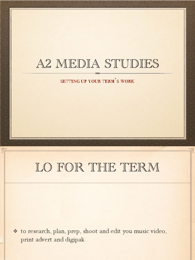 A2 Media Studies: Music Video Project Guide | PDF | Career & Growth