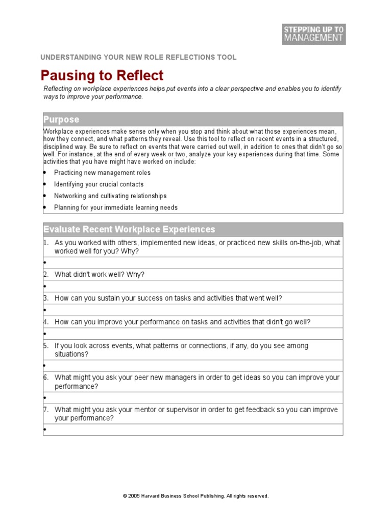 Reflective Tool for New Managers | PDF