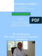 Indian Business Leaders: Mr. R. Doraiswamy Founder - Salzer Group of Companies Coimbatore