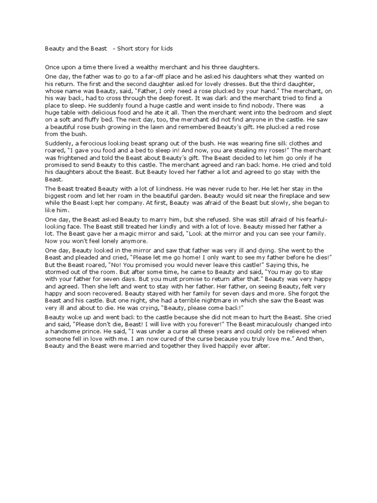 Beauty and the beast short story deals