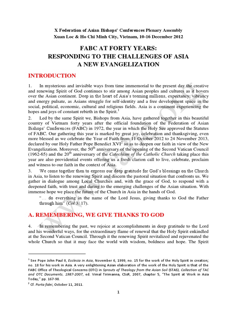 FABC 40th Plenary Assembly Insights | PDF | Laity | Catholic Church