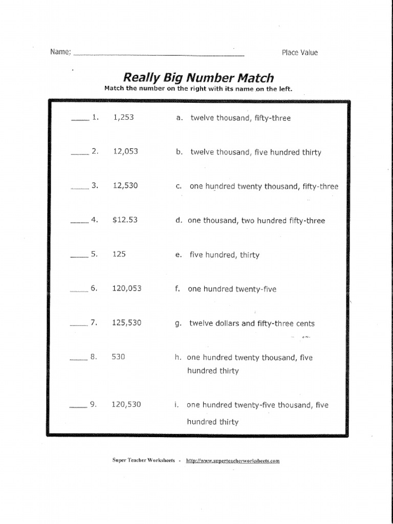 Really Big Number Match | PDF | Foreign Language Studies