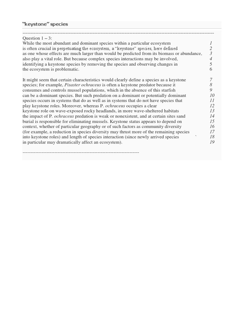 Keystone Species - A Difficult Question! | PDF | Ecosystem | Biology