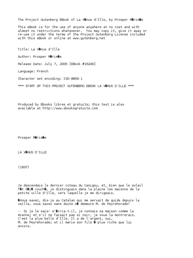 La Vénus D'ille by Mérimée, Prosper, 18031870 PDF