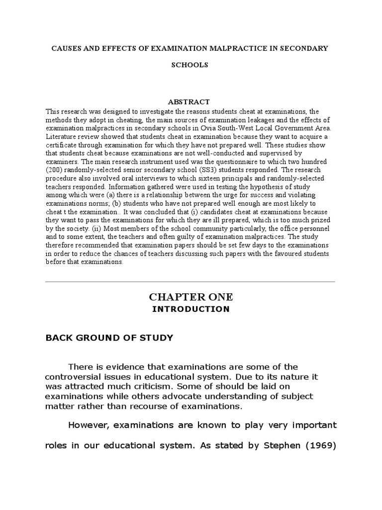 Causes and Effects of Exam Malpractice | PDF | Social Stratification ...