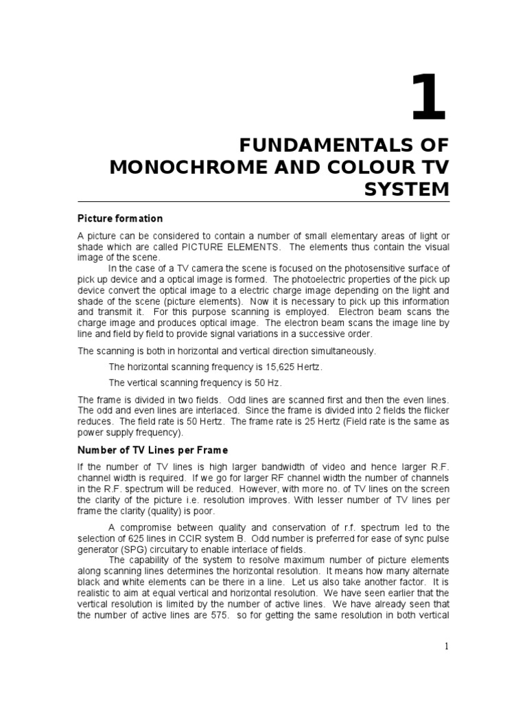 TV System Fundamentals and Color Mixing | PDF | Videotape | Charge ...
