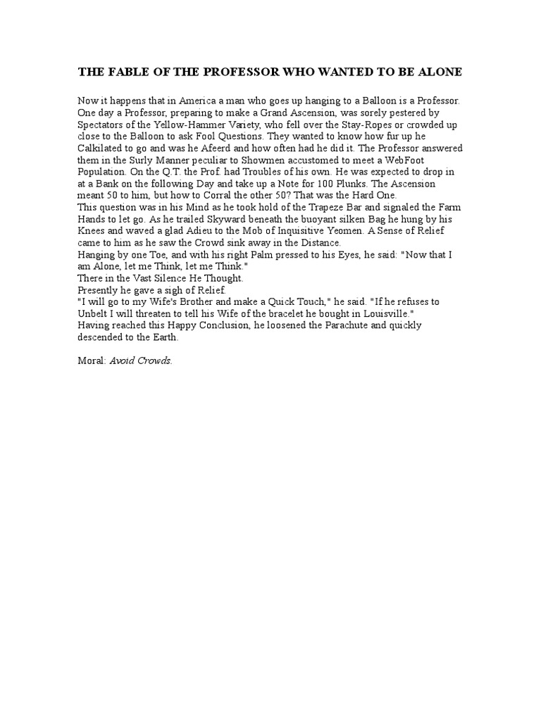 The Fable of The Professor... | PDF | Art