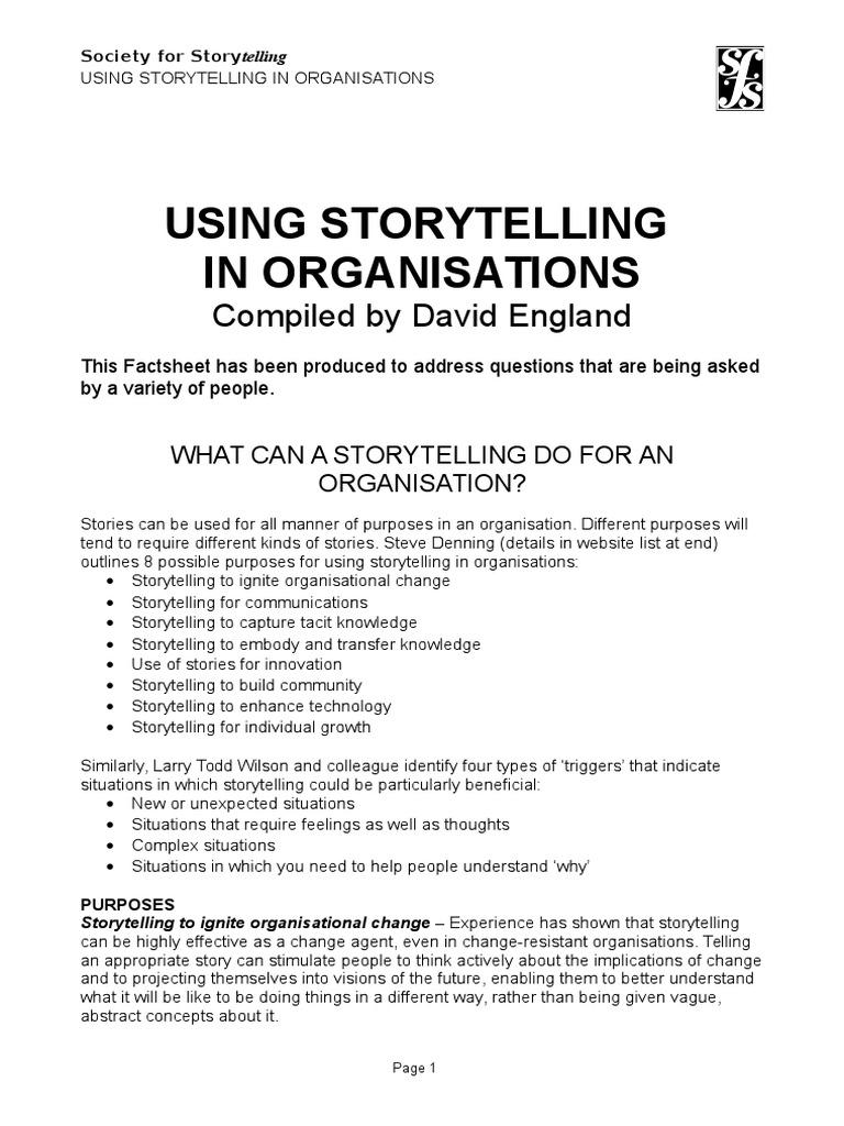 Using Storytelling in Organisations | PDF | Business
