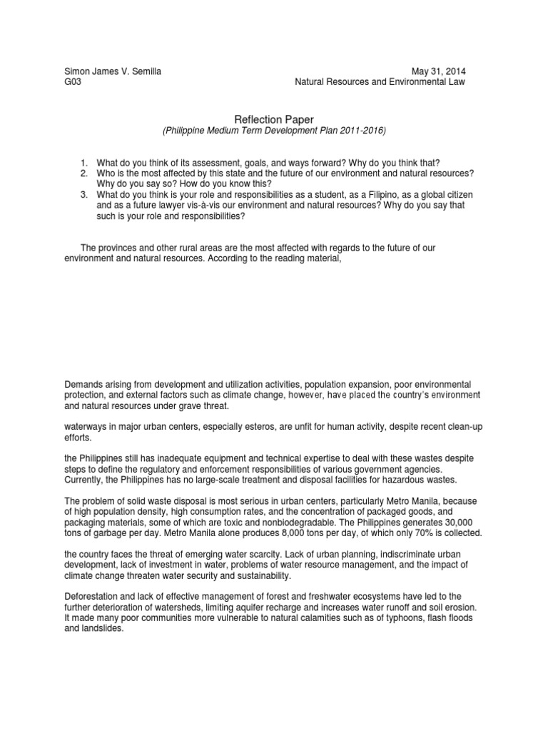 Reflection Paper Water Resources Flood