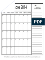 Calendario Diciembre 2014 Con Espacio para Notas