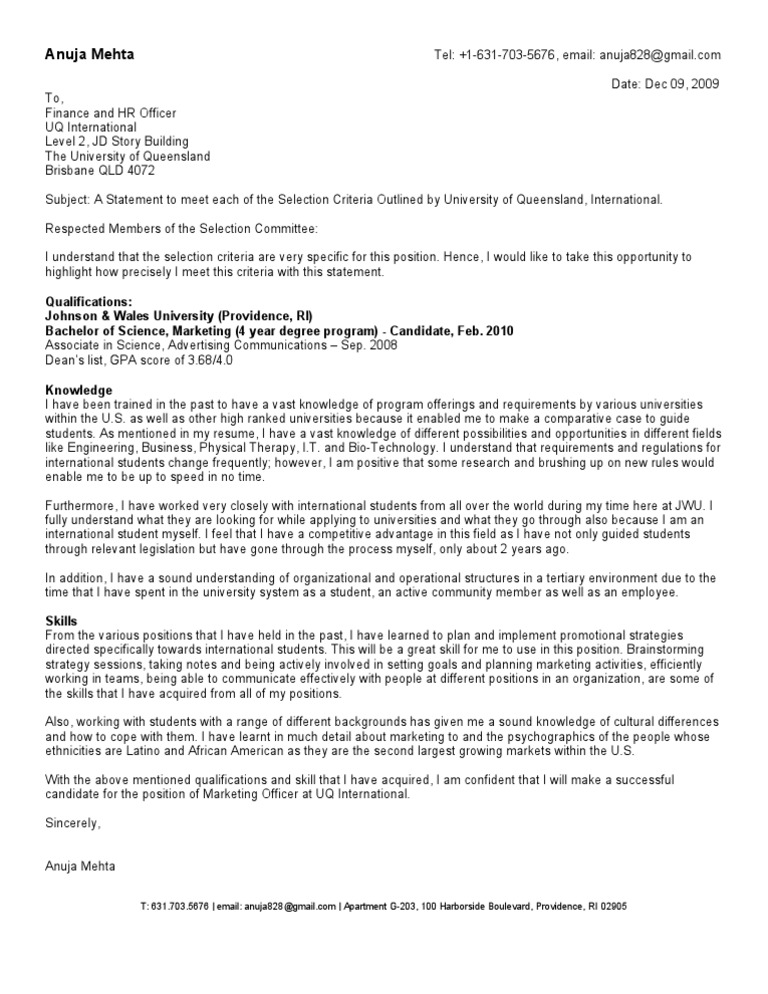 selection-criteria-statement-university-international-student