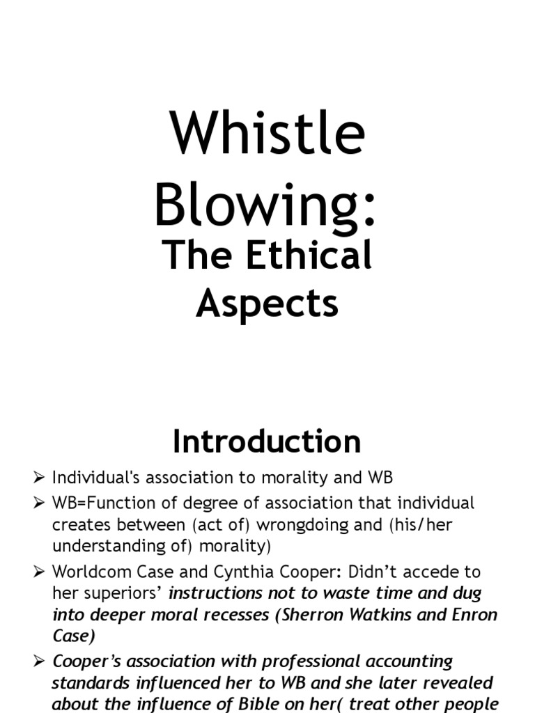 Whistle Blowing:: The Ethical Aspects | PDF | Whistleblower | Social ...