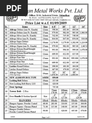 Price List