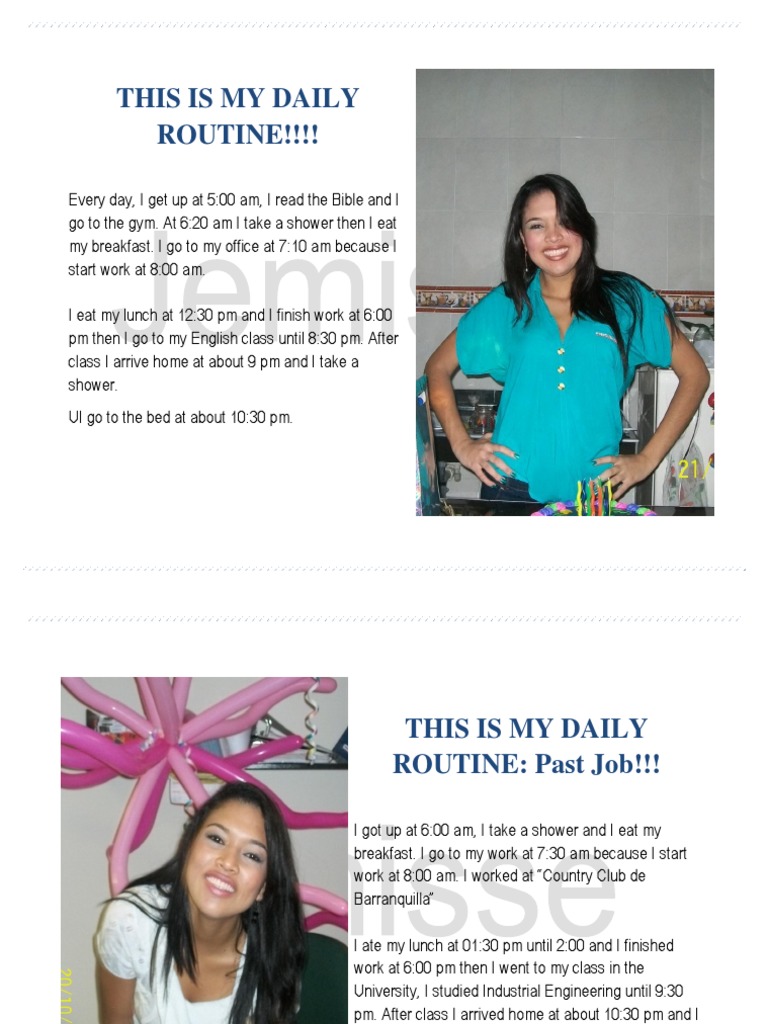 Daily Routines of Family Members | PDF | Cooking, Food & Wine ...