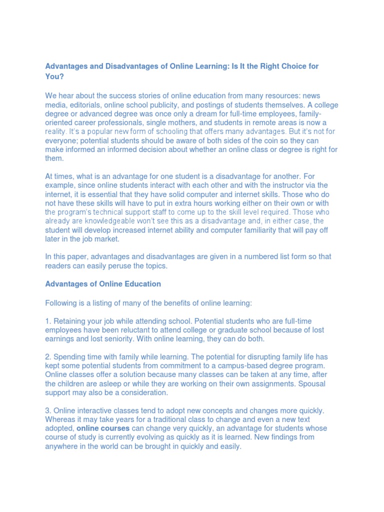 Advantages and Disadvantages of Online Learning: Is It The Right Choice ...