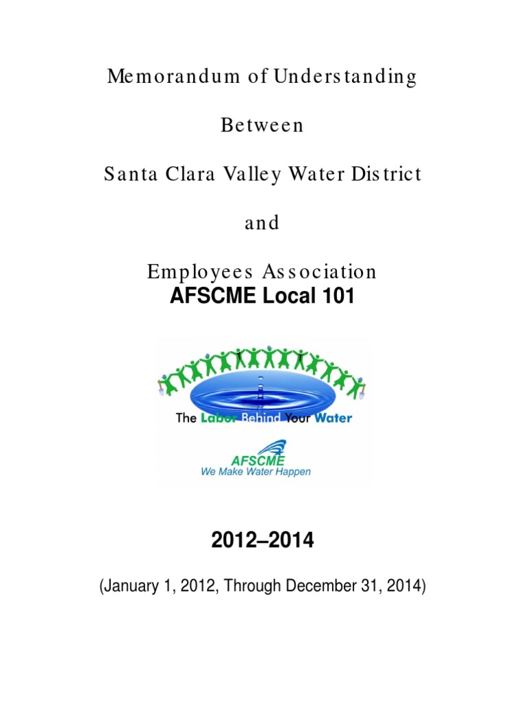 AFSCME Local 101/SCVWD-MOU - Expires12.31.14 | PDF | Employee Benefits ...