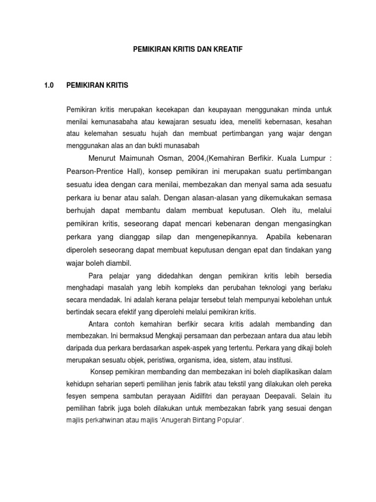 Pemikiran Kritis Dan Kreatif Pdf