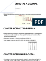 Conversiones entre sistemas octal, binario y decimal