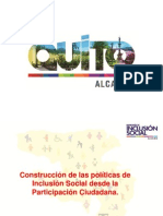 Construcción de las políticas de Inclusión Social desde la Participación Ciudadana