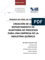 Creación de Un Departamento de Auditoría de Procesos para Una Empresa de La Industria Química