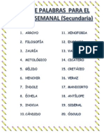 Lista de Palabras para El Dictado Semanal Secundaria