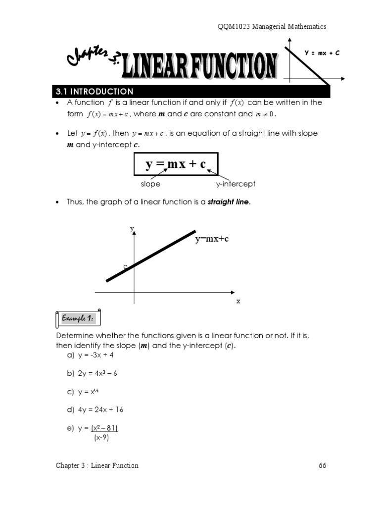what is linear function in economics