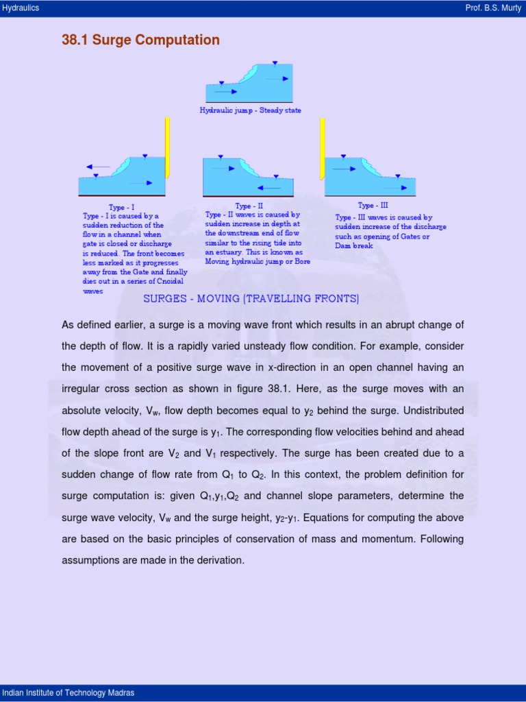 38.1 Surge Computation: Surges - Moving (Travelling Fronts) | PDF