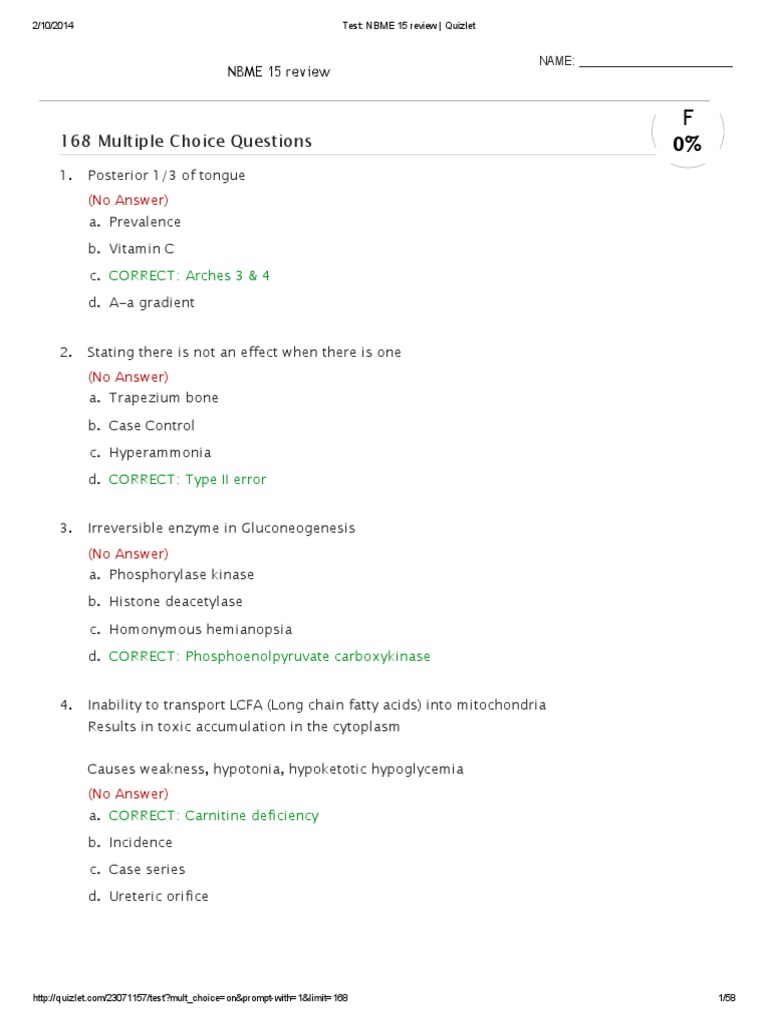 Test Nbme 15 Review Quizlet Medicine Diseases And