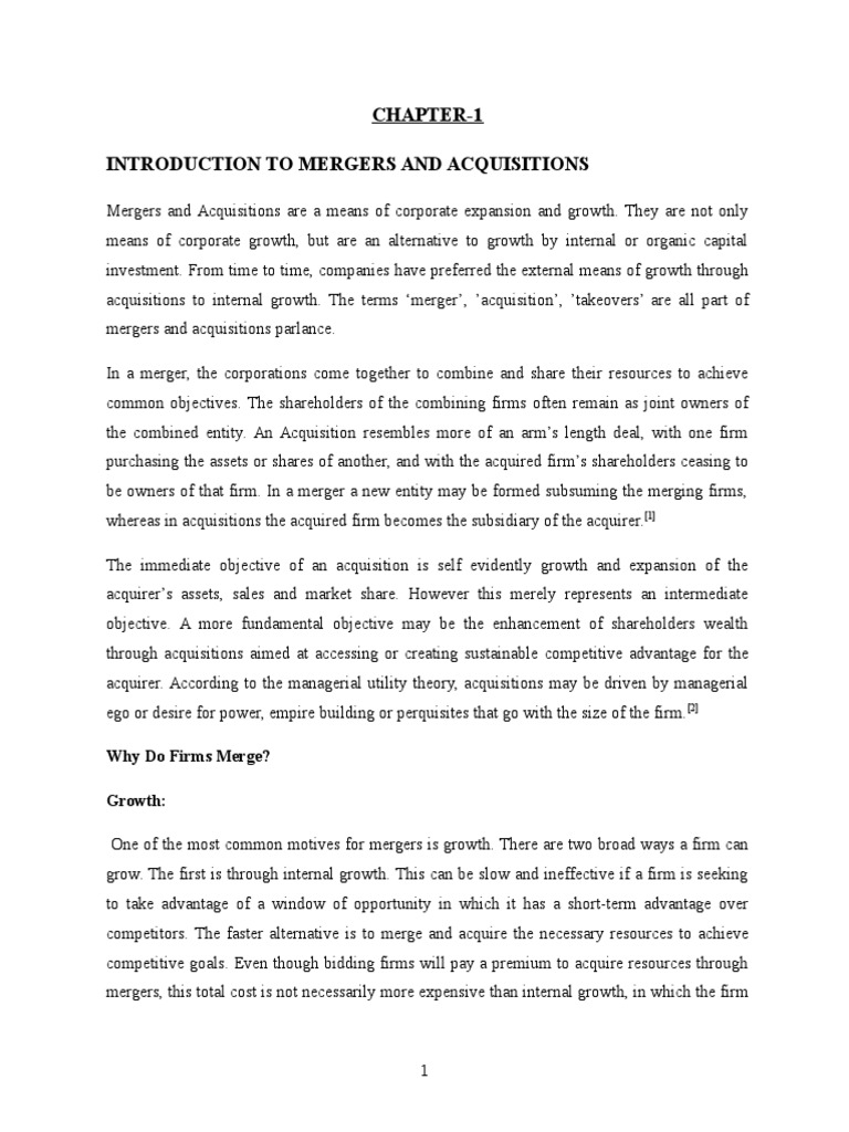 Mergers and Acquisition | PDF | Mergers And Acquisitions | Strategic ...