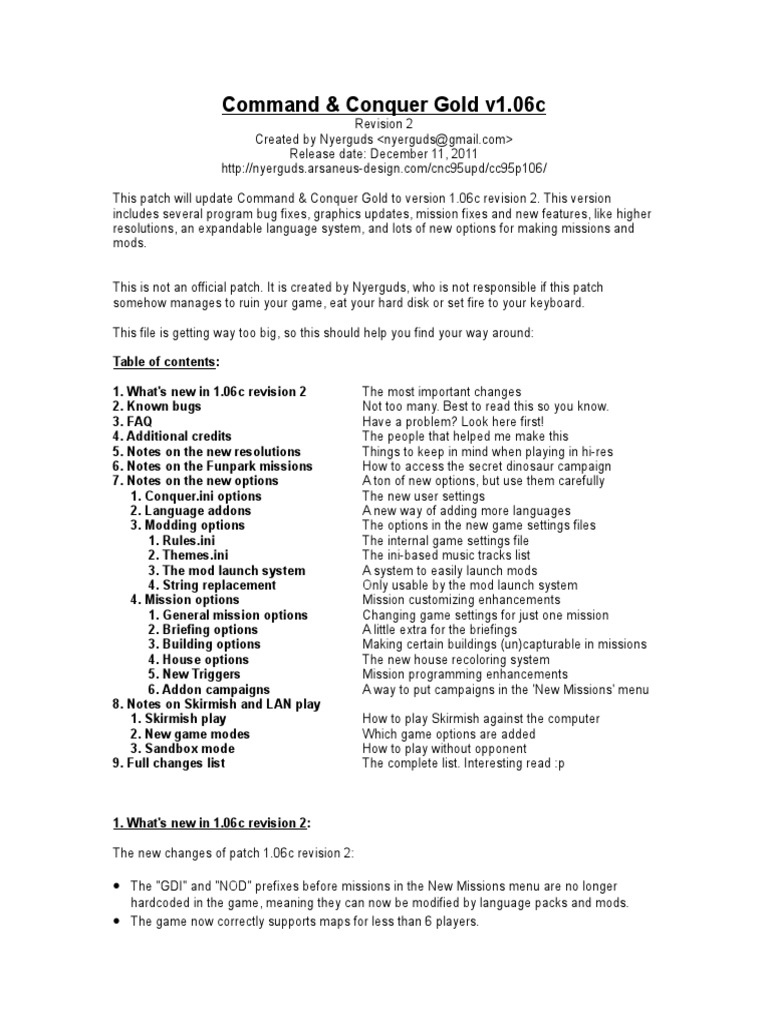 Command & Conquer Gold Patch 1.06c | PDF | Computing And Information ...