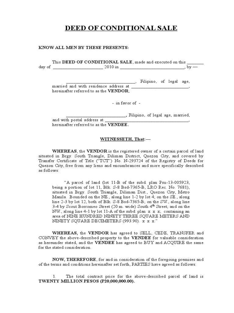 deed of conditional assignment