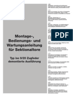 Montage-, Bedienungs-Und Wartungsanleitung Für Sektionaltore