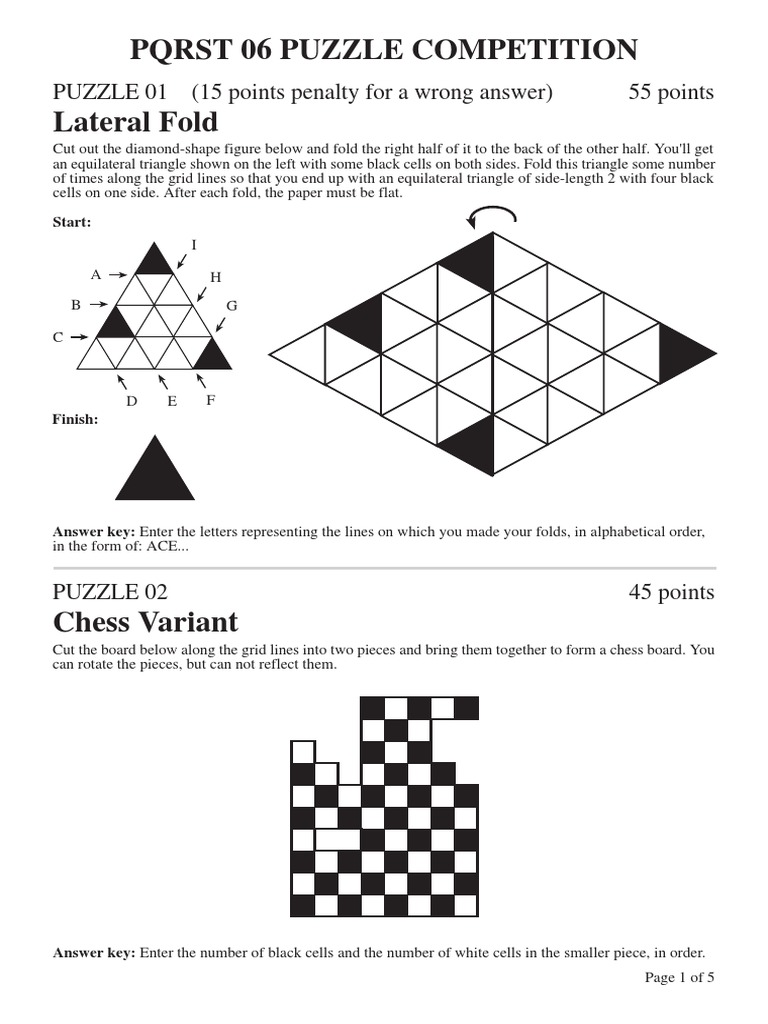 PQRST Puzzle Competition Overview | PDF | Geometry | Teaching Mathematics