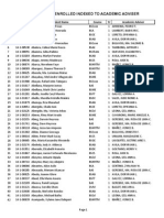 List of New Students Enrolled Indexed To Academic Adviser
