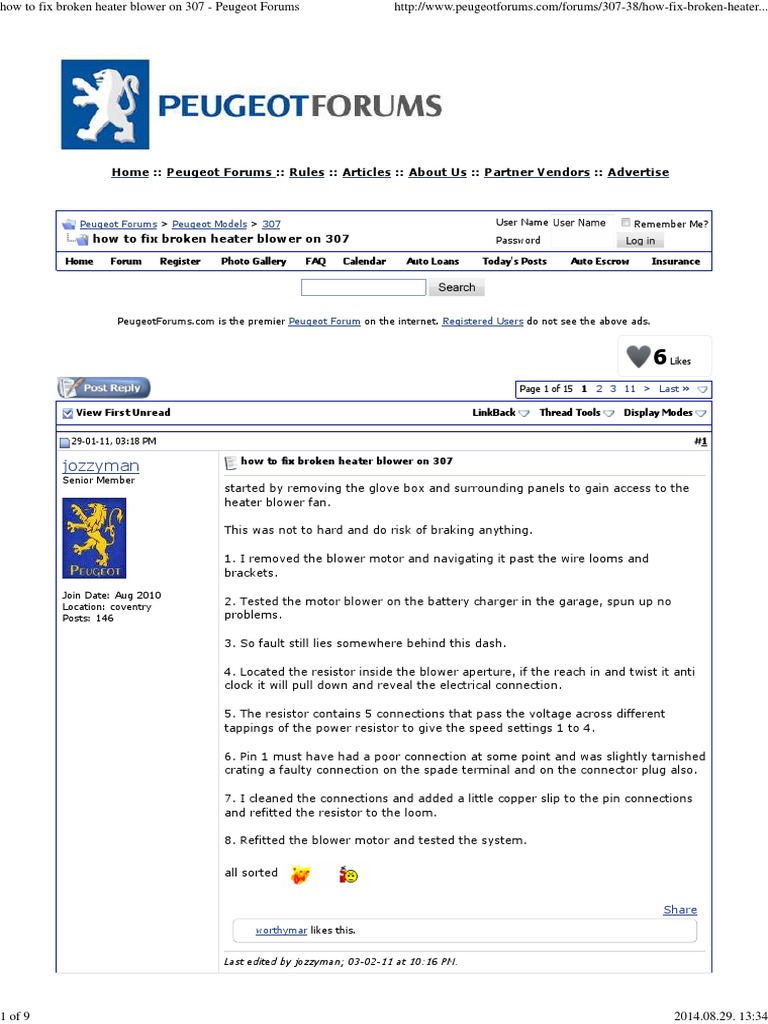 How To Fix Broken Heater Blower On 307 PDF Electrical Connector Electricity