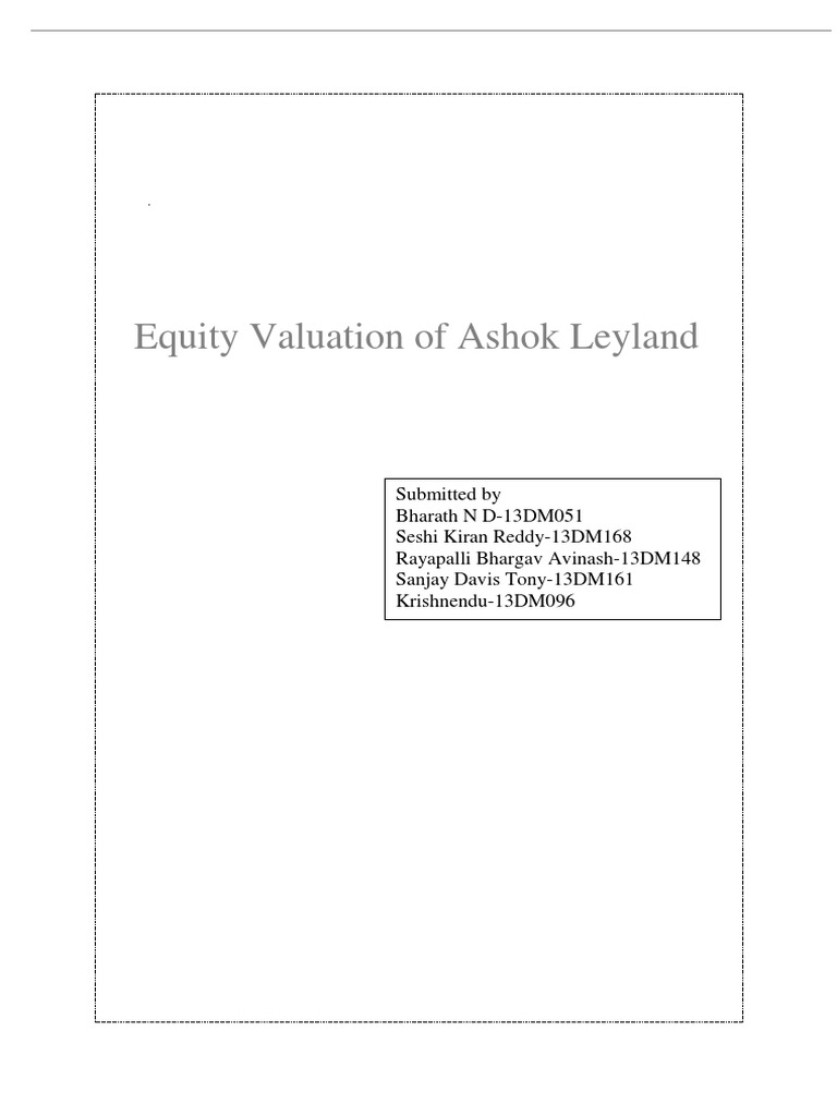 Ashok Leyland Valuation Report PDF Revenue Working Capital