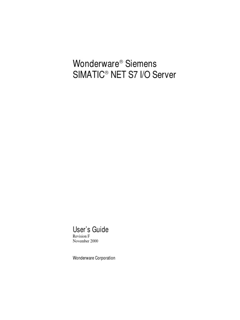 Wonderware Siemens S7 IO Server Manual IOSrv S7 PDF String Science) Microsoft