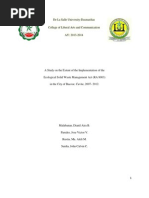 Download A Study on the Extent of the Implementation of the Ecological Solid Waste Management Act RA 9003 in the City of Bacoor Cavite 2007- 2012 by Calvin Canlas Sardia SN239410548 doc pdf
